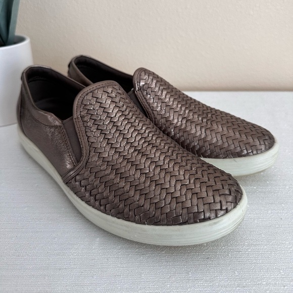 ECCO Metallic Woven Leather Slip On Casual Sneakers Women’s EU40 US9-9.5 - Picture 3 of 14